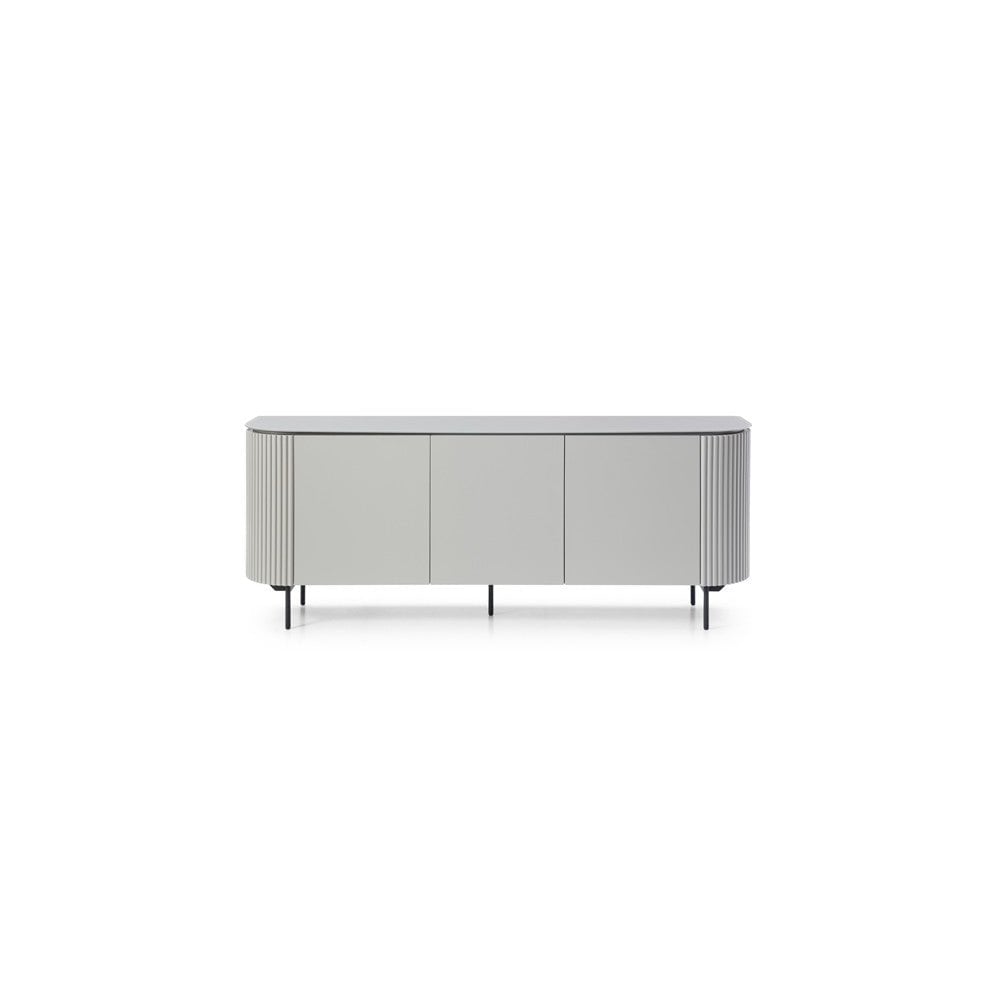 Lantine Sideboard Matte Light Grey Glass Top & Grey Lacquer Wood by Tommy Franks