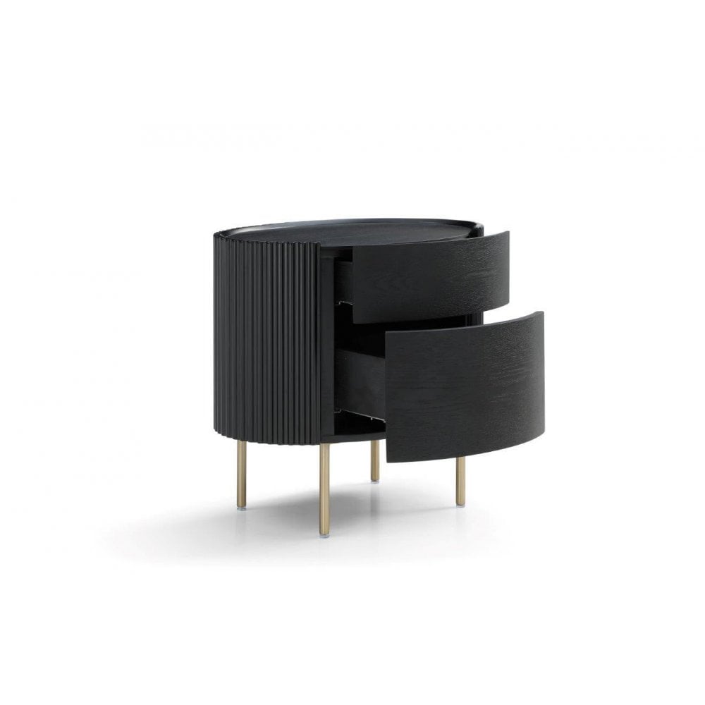 Lantine Black Oak & Brass Bedside Table by Tommy Franks