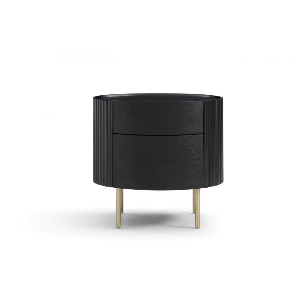 Lantine Black Oak & Brass Bedside Table by Tommy Franks