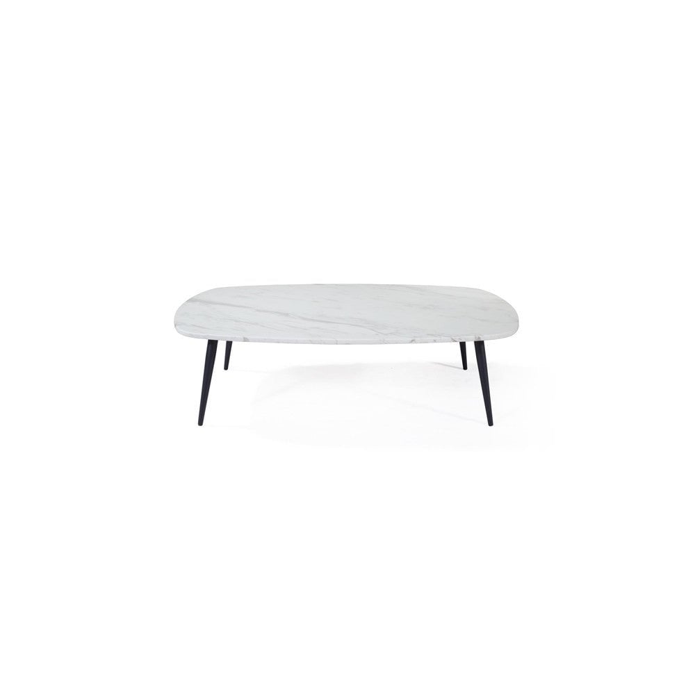 Niah Coffee Table Jazz White Marble Top by Tommy Franks