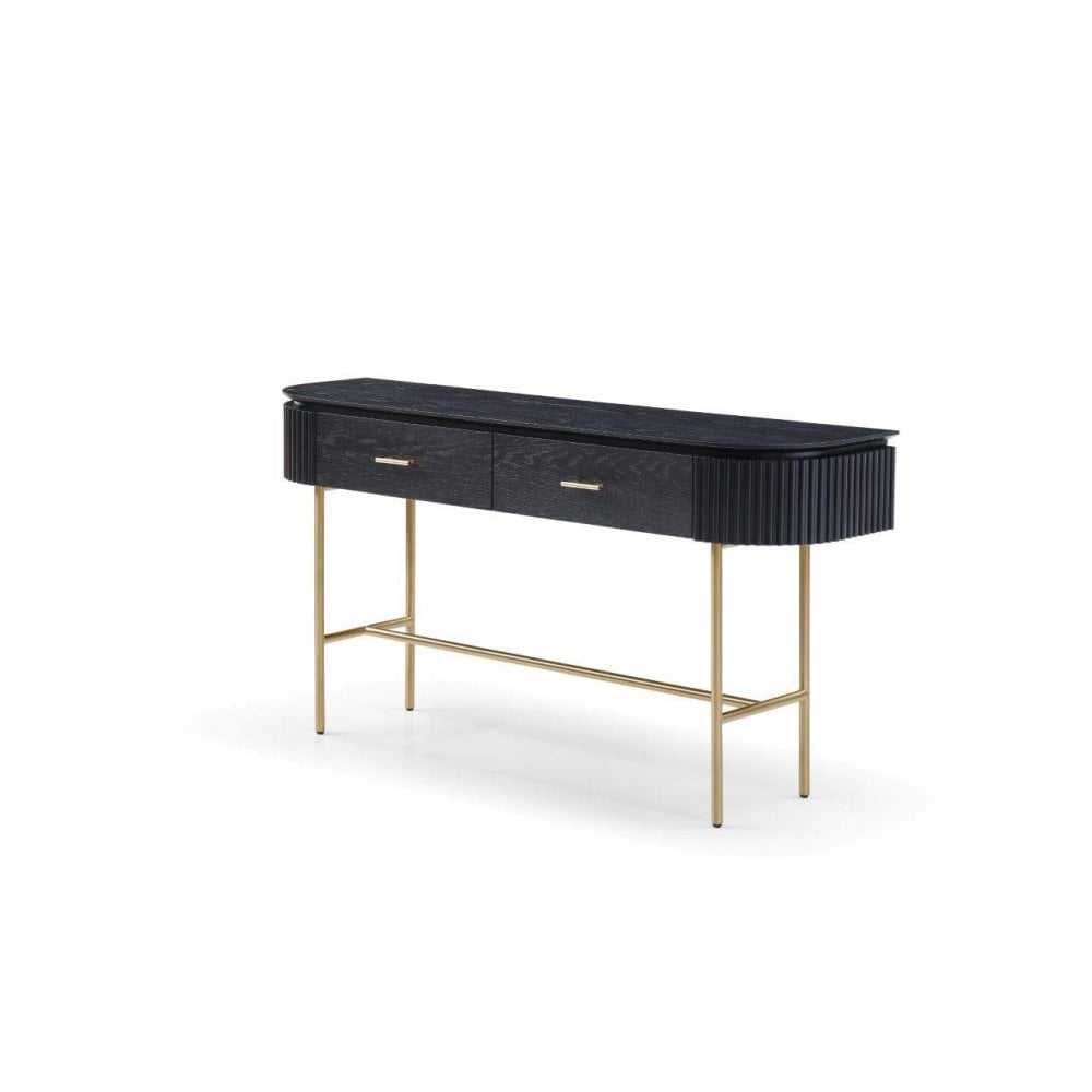 Lantine Matte Black Oak Console Table by Tommy Franks