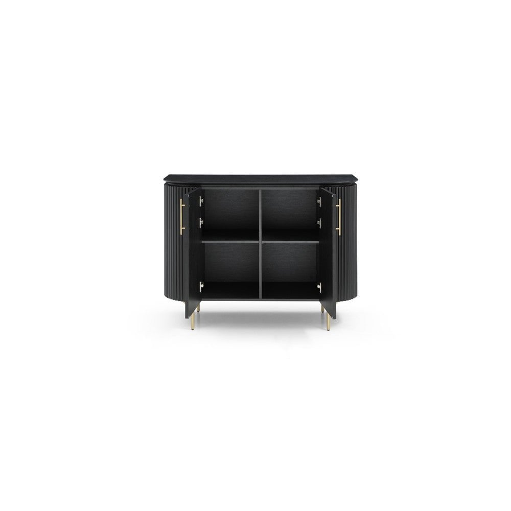 Lantine Black Oak & Brass 2 Door Cabinet by Tommy Franks