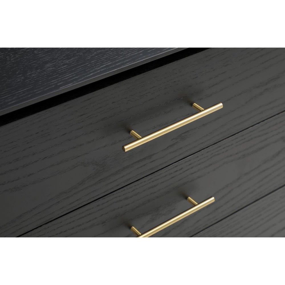 Lantine Black Oak & Brass Chest of Drawers by Tommy Franks