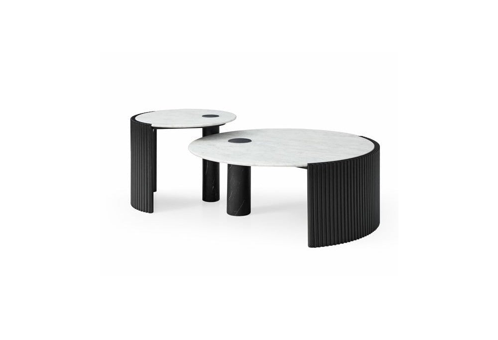 Salida Coffee Table Black & Matt Bianco Carrara Marble Top by Tommy Franks