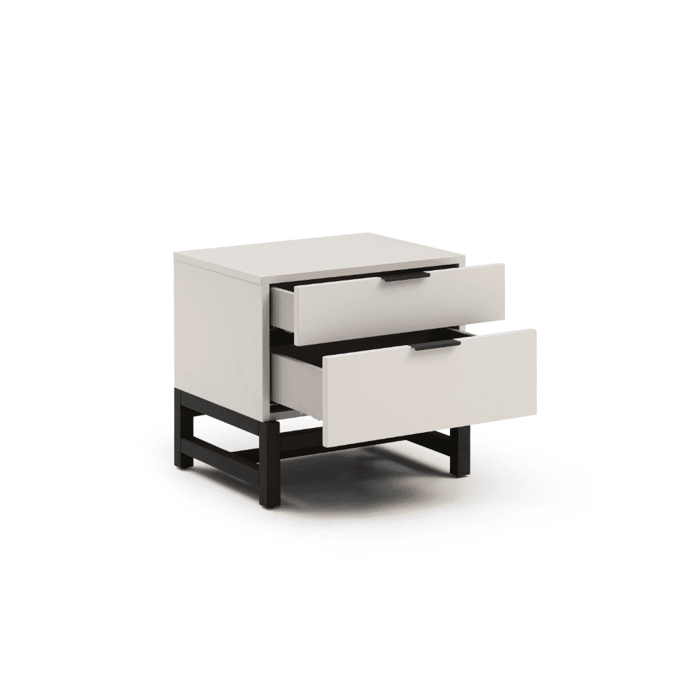 Webb Matte Beige Bedside Table by Tommy Franks