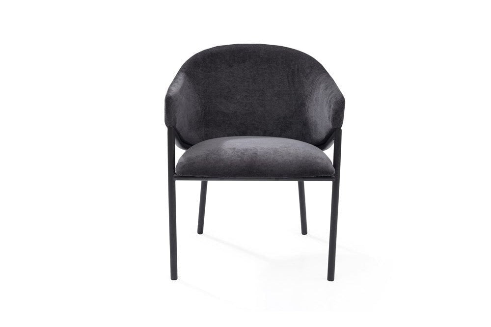 Aidan Armchairs Giselle Ebony Fabric & Black Steel Legs Set of 2 by Tommy Franks