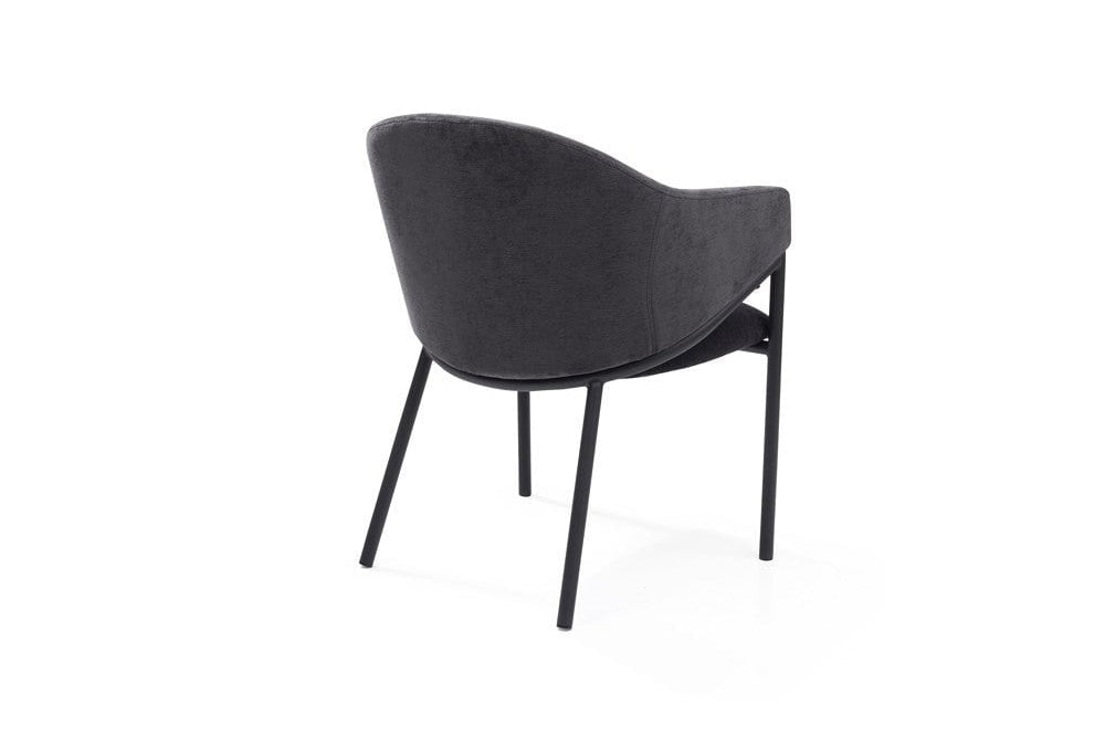 Aidan Armchairs Giselle Ebony Fabric & Black Steel Legs Set of 2 by Tommy Franks