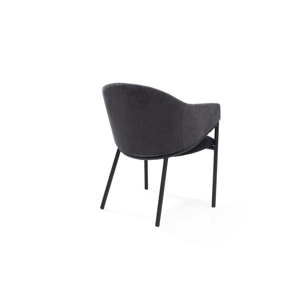 Aidan Armchairs Giselle Ebony Fabric & Black Steel Legs Set of 2 by Tommy Franks