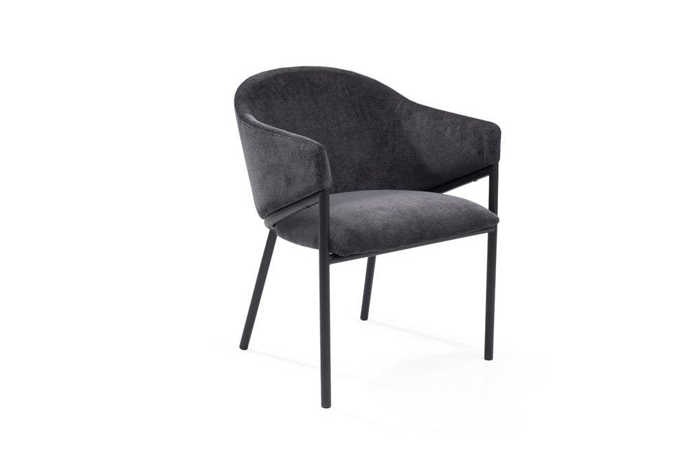 Aidan Armchairs Giselle Ebony Fabric & Black Steel Legs Set of 2 by Tommy Franks