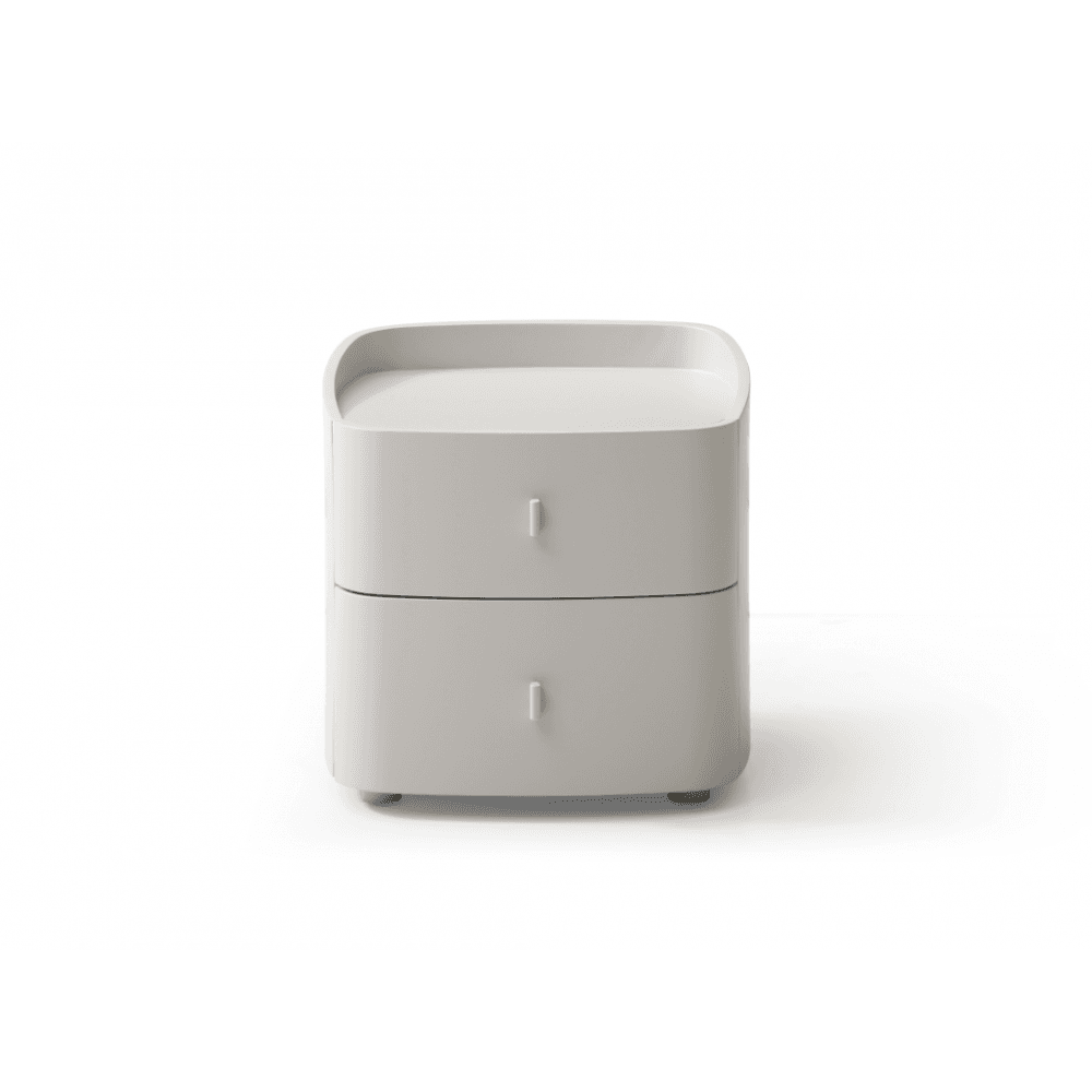 Vertu Matte Beige Bedside Table by Tommy Franks