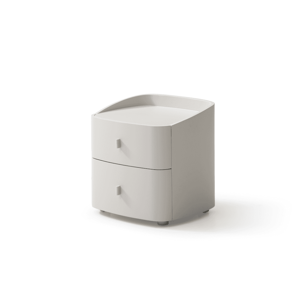 Vertu Matte Beige Bedside Table by Tommy Franks
