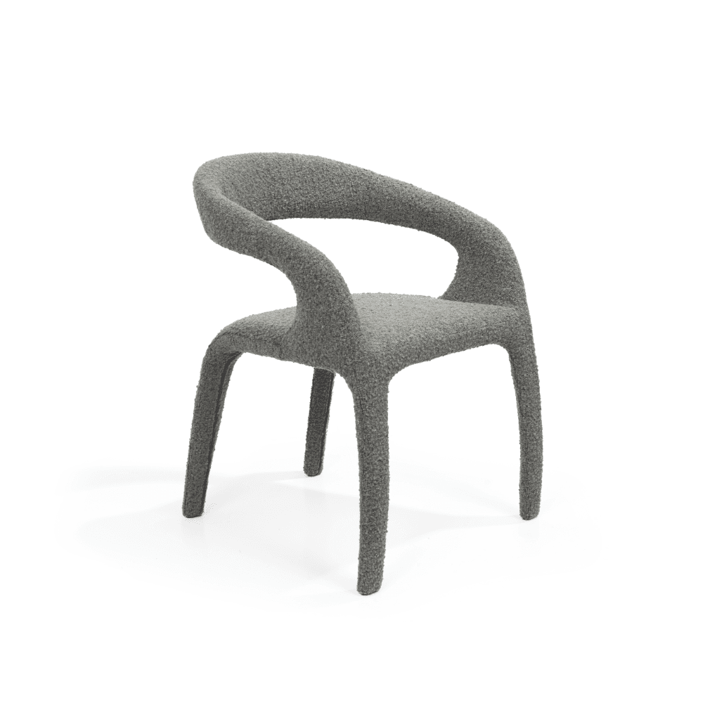 Escada Charcoal Bouclé Dining Chair by Tommy Franks