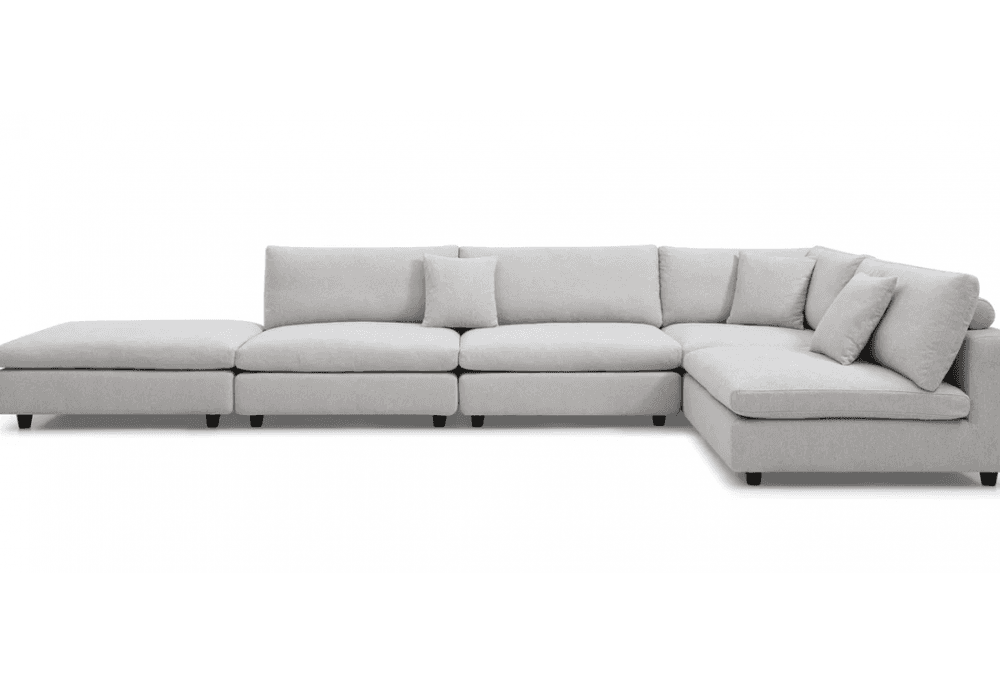 Blanco 5 Piece Avery Velour Cream Modular Sofa by Tommy Franks