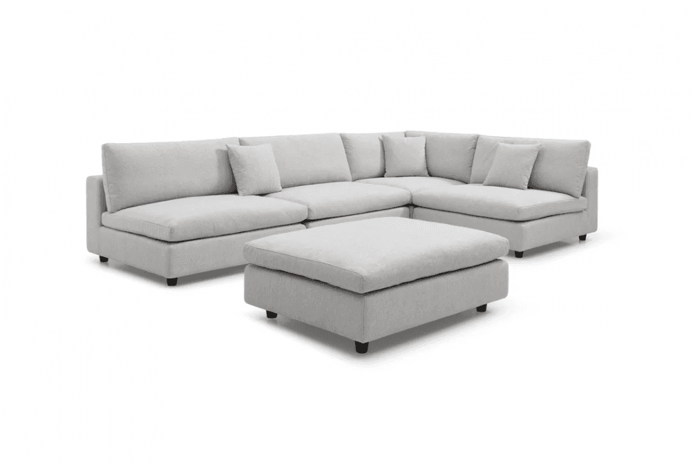 Blanco 5 Piece Avery Velour Cream Modular Sofa by Tommy Franks