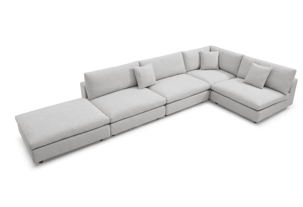 Blanco 5 Piece Avery Velour Cream Modular Sofa by Tommy Franks