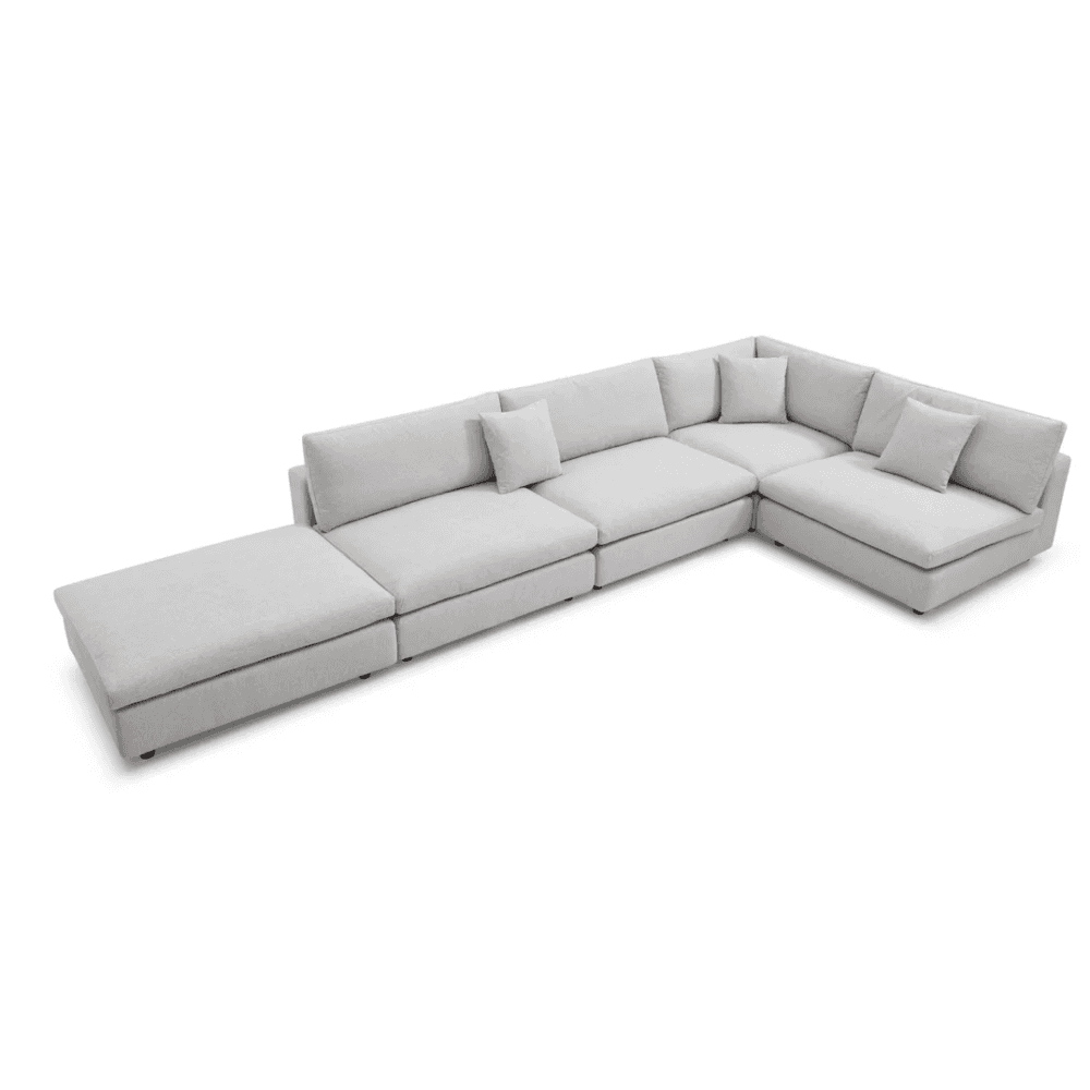 Blanco 5 Piece Avery Velour Cream Modular Sofa by Tommy Franks