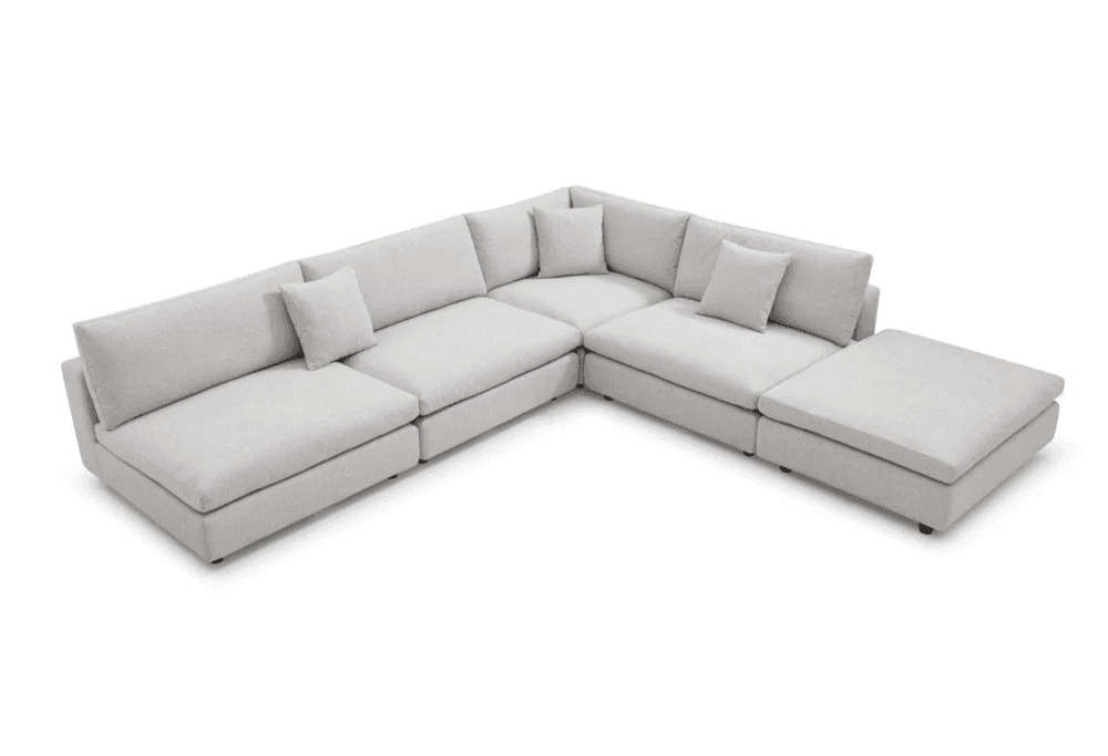 Blanco 5 Piece Avery Velour Cream Modular Sofa by Tommy Franks