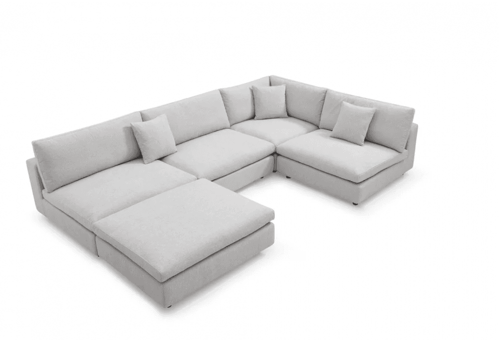 Blanco 5 Piece Avery Velour Cream Modular Sofa by Tommy Franks