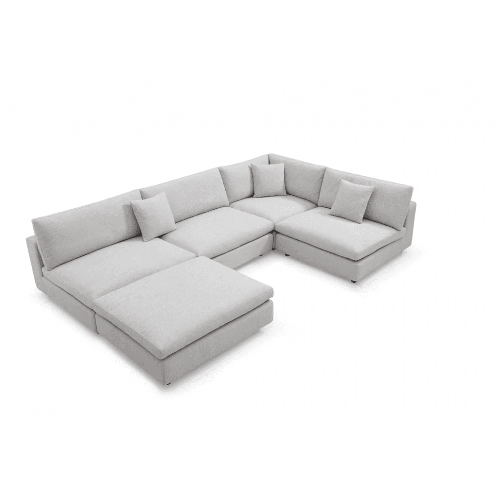 Blanco 5 Piece Avery Velour Cream Modular Sofa by Tommy Franks