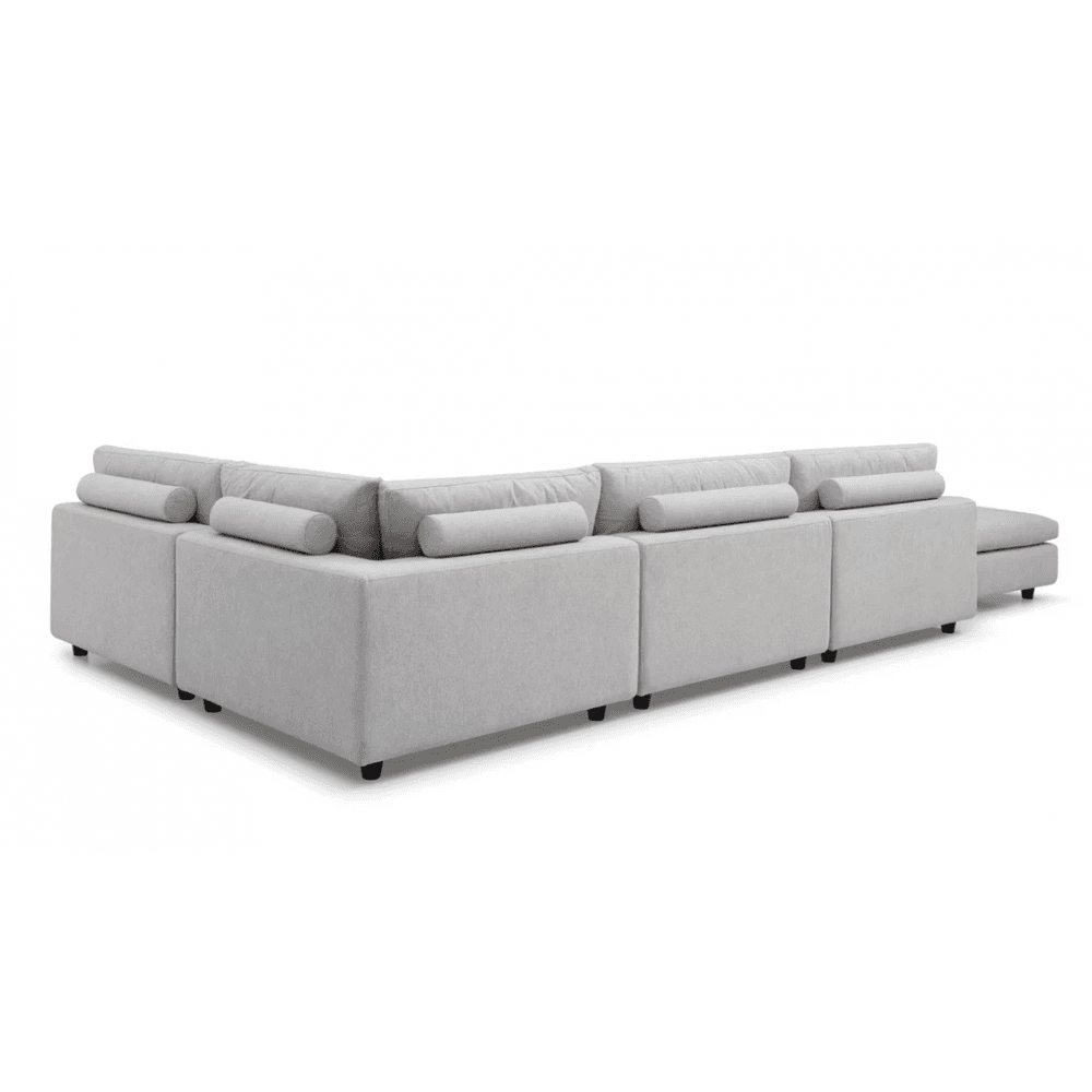 Blanco 5 Piece Avery Velour Cream Modular Sofa by Tommy Franks