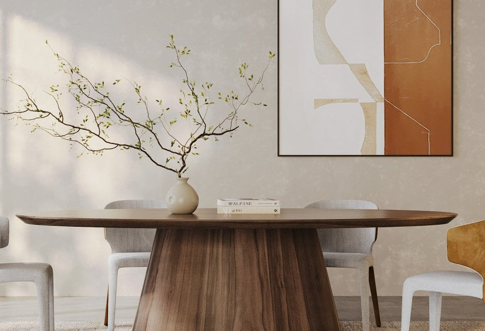 Tavamo Oval Walnut Wood Dining Table by Tommy Franks