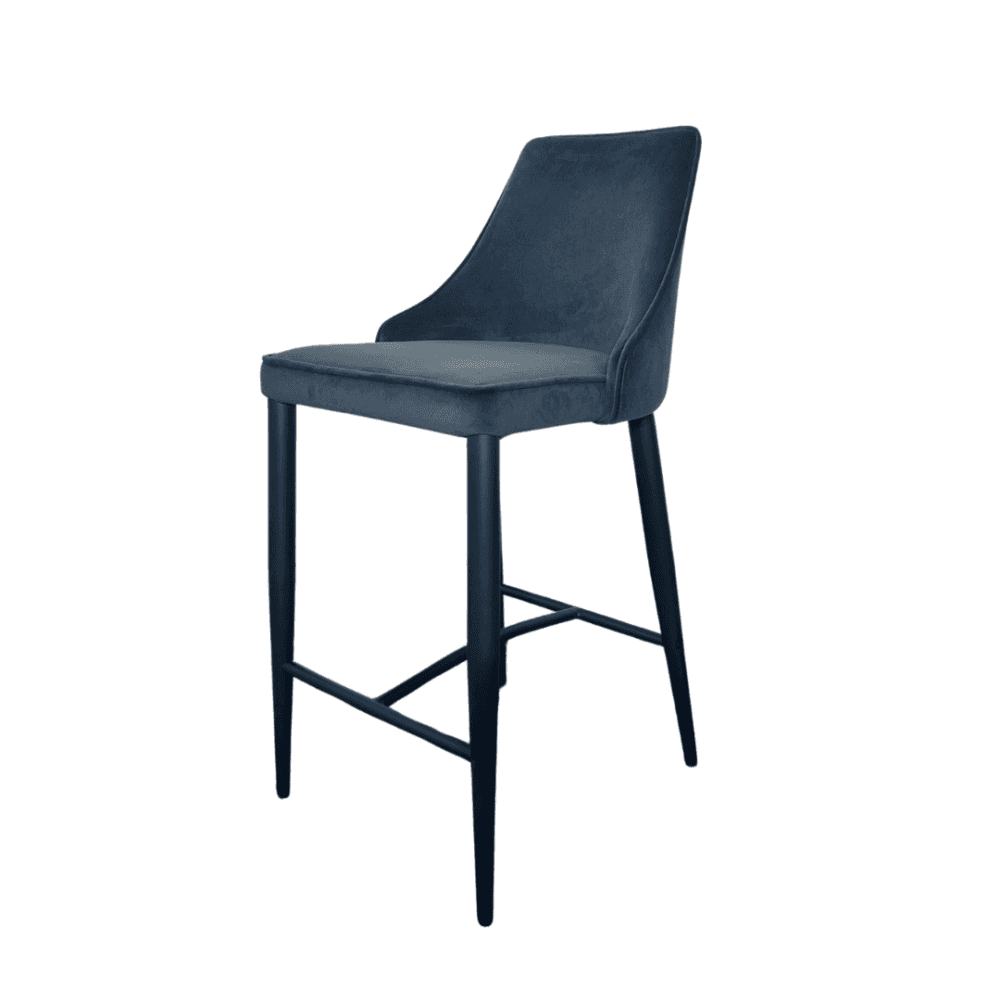 Alain Essence Grey Velvet Barstool by Tommy Franks