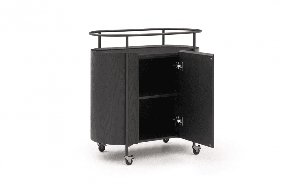 Capri Black Bar Cart by Tommy Franks