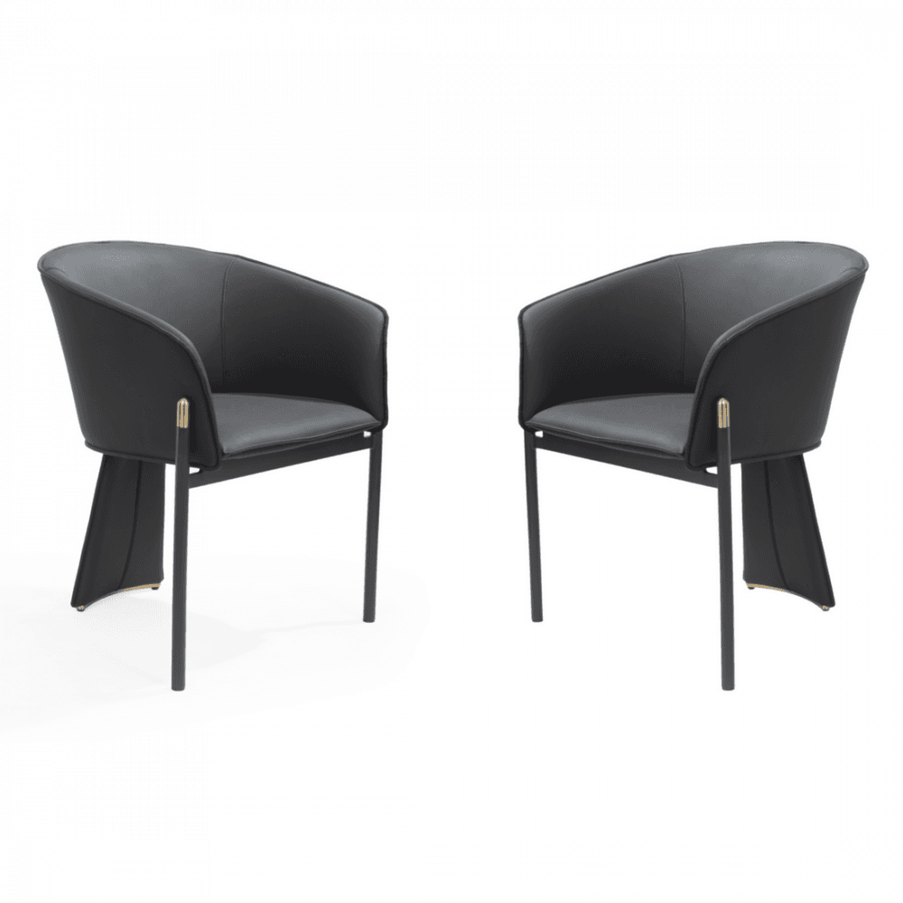 Felipo Mustang Black Dining Chairs Set of 2 by Tommy Franks