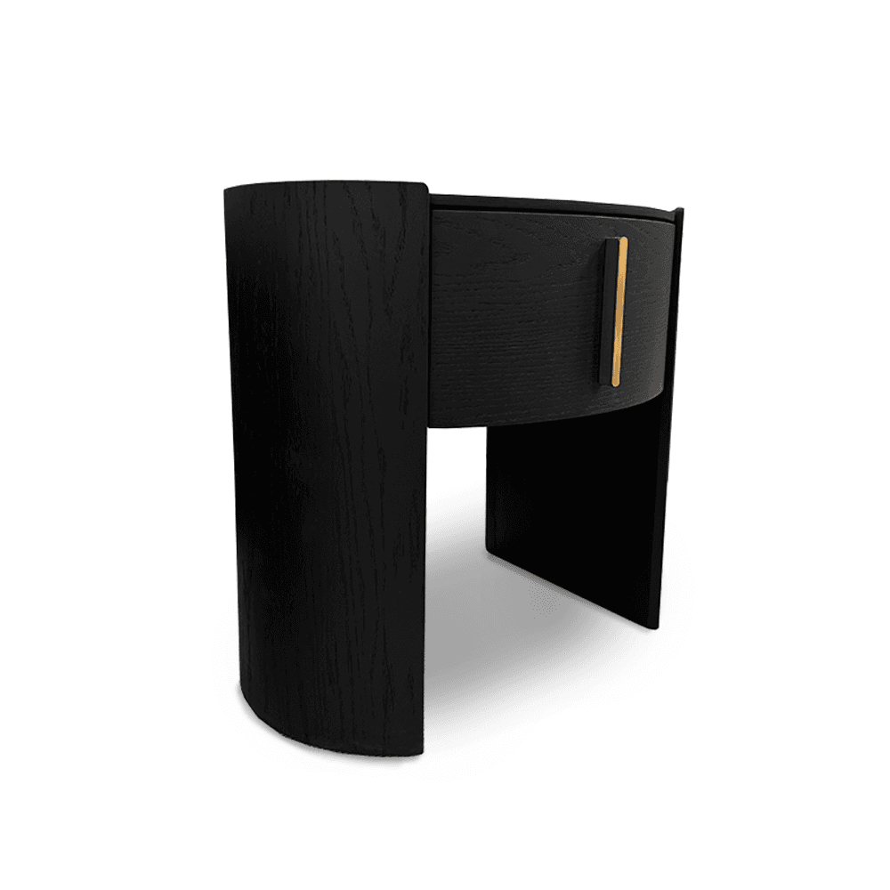 Tulume Matte Black Oak Bedside Table by Tommy Franks