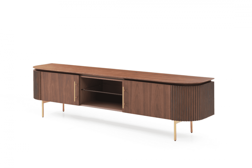 Lantine Walnut & Brass TV Unit by Tommy Franks