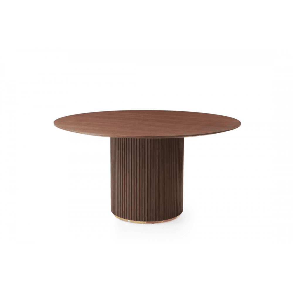 Lantine Walnut & Brass Round Dining Table by Tommy Franks
