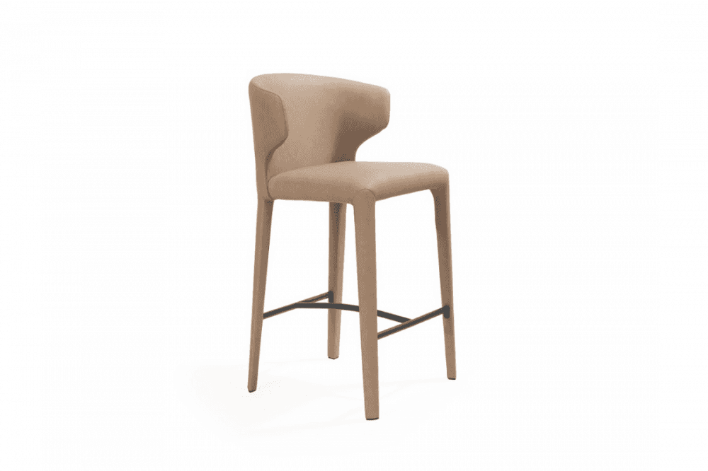 Vela Vintage Eco Pelle Cognac Counter Bar Stool by Tommy Franks