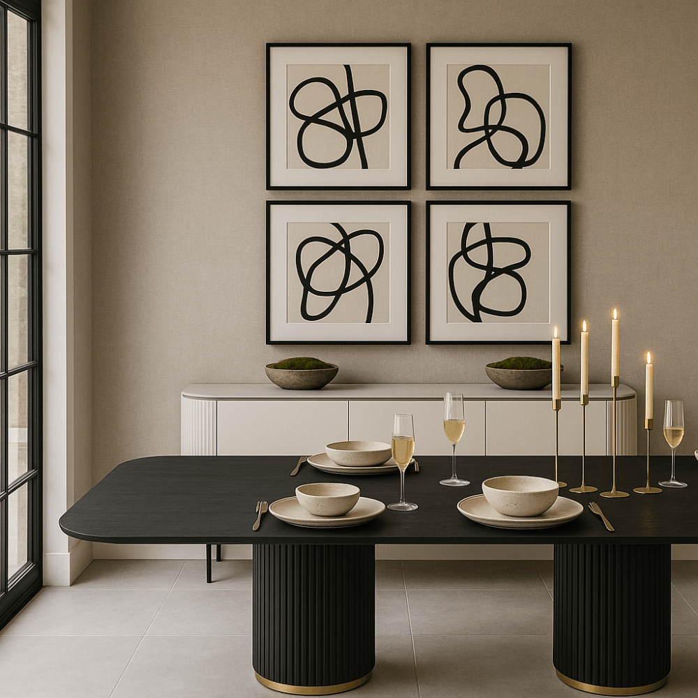 Lantine 280cm Black Oak & Brass Dining Table by Tommy Franks