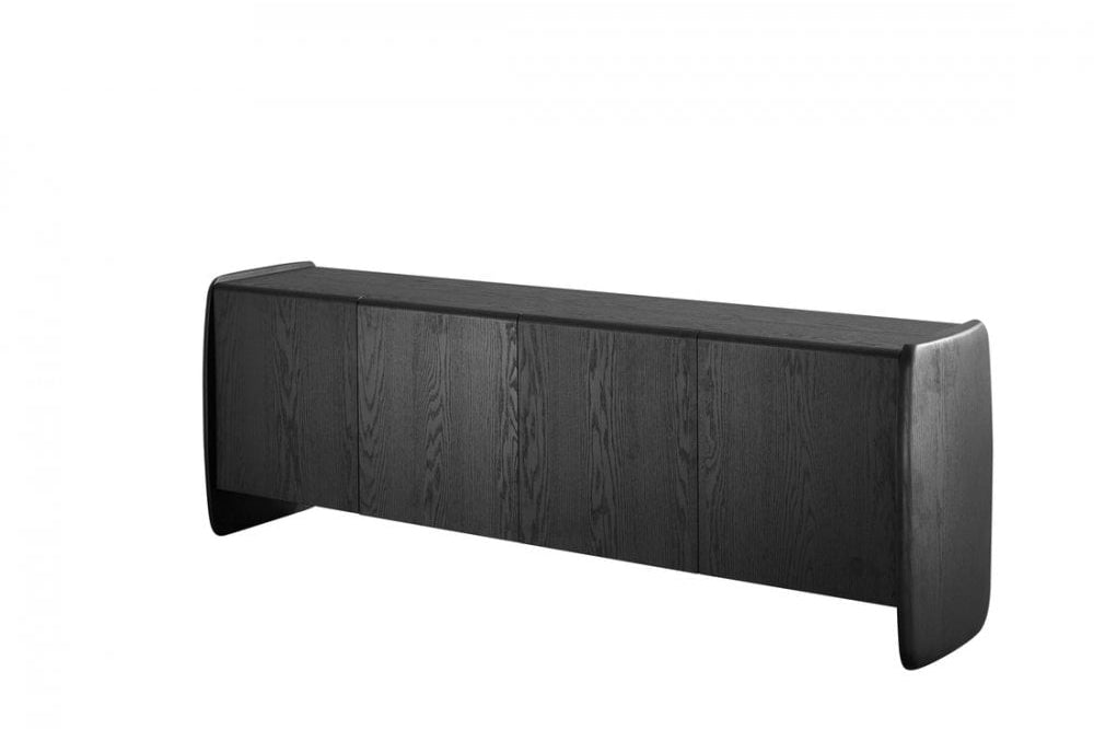 Underline 4 Door Black Oak Sideboard Buffet by Tommy Franks