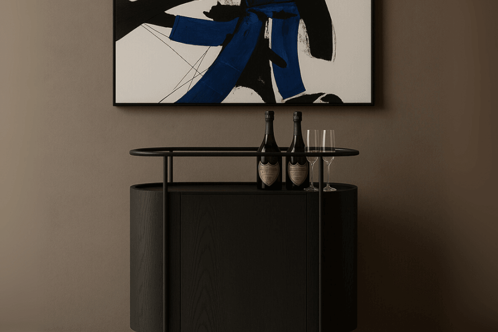 Capri Black Bar Cart by Tommy Franks