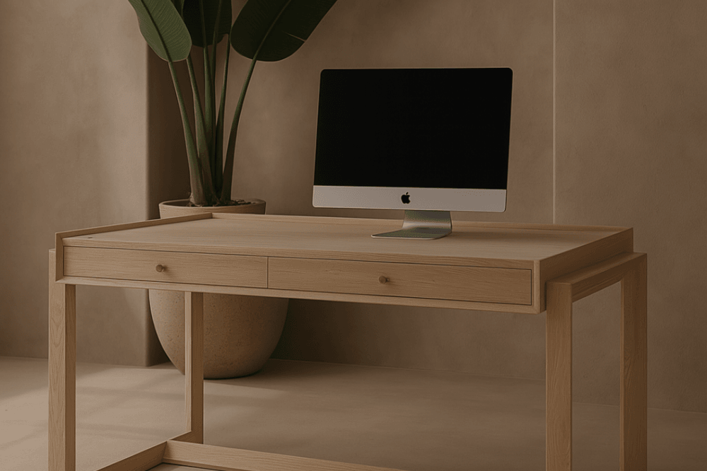 Offset Solid Oak Desk by Tommy Franks