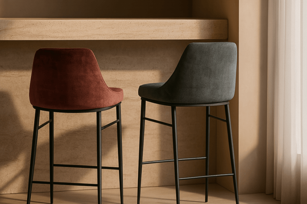 Vai Bella Velour Coral Barstool by Tommy Franks