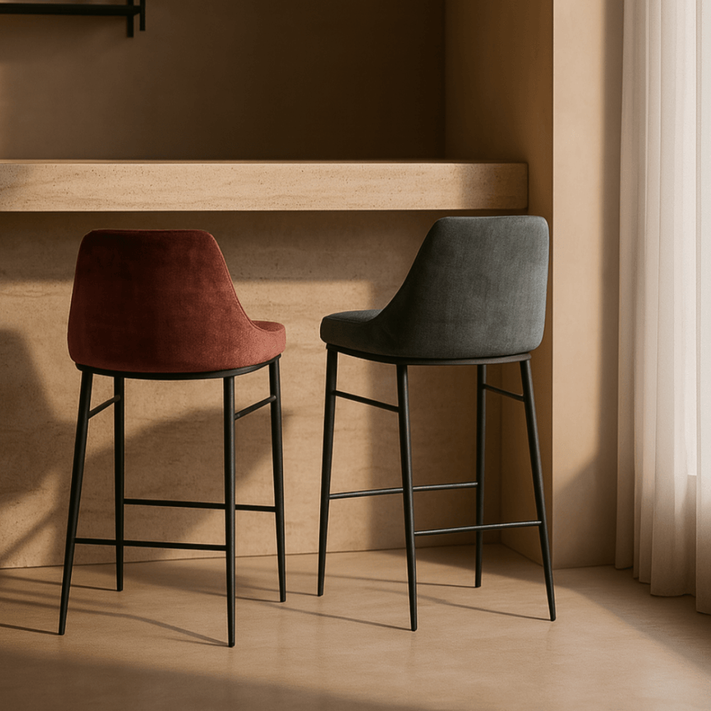 Vai Bella Velour Coral Barstool by Tommy Franks