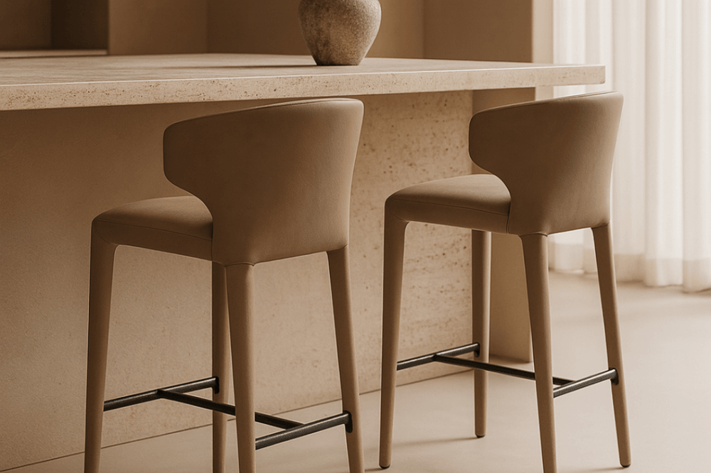 Vela Vintage Eco Pelle Cognac Counter Bar Stool by Tommy Franks