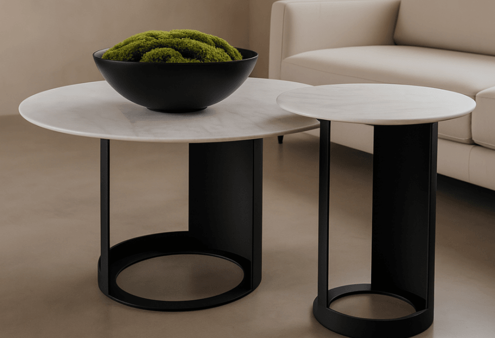 Alban Carrara White Side Table by Tommy Franks