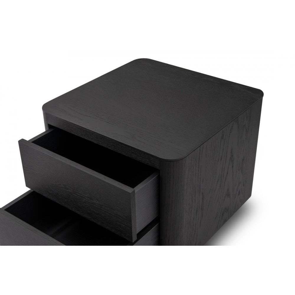 Coin Bedside Table Smoke Oak Wood & Metal Base by Tommy Franks