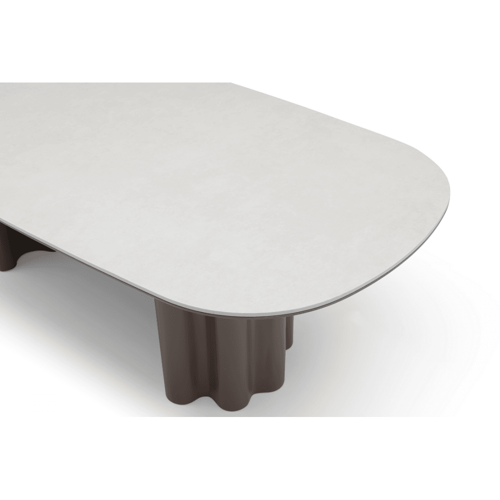 Moon Dining Table Cocoa Wood & Cream Ceramic Top by Tommy Franks