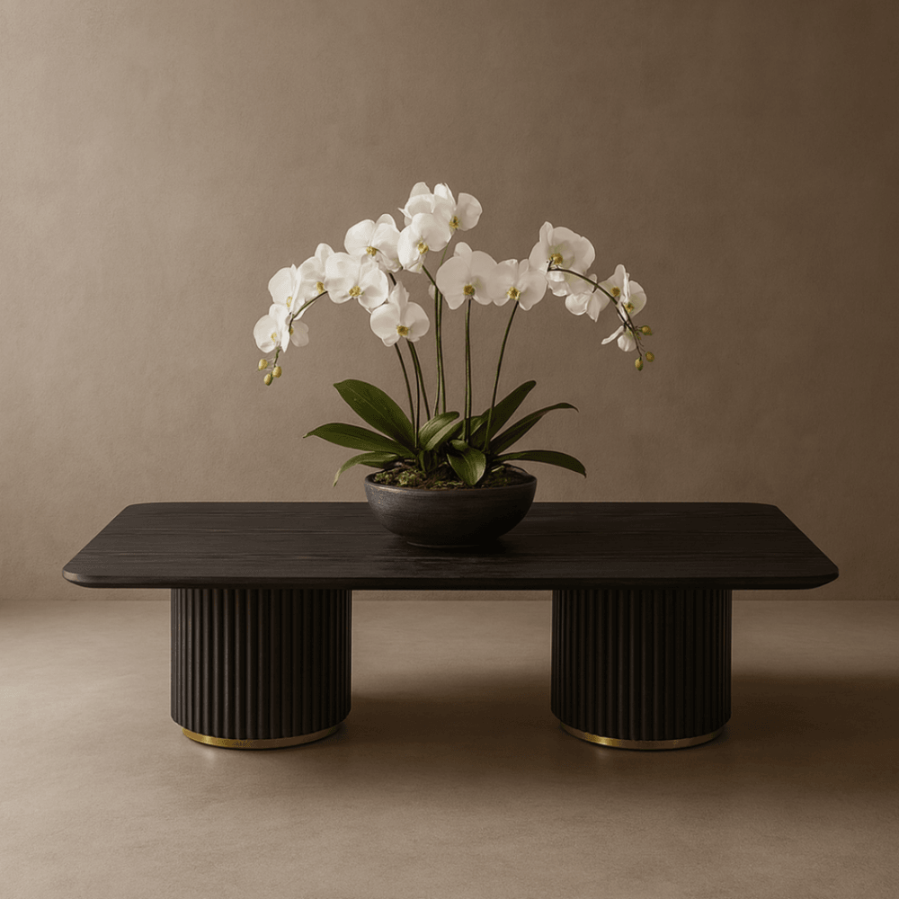 Lantine Coffee Table Black Oak & Brass by Tommy Franks