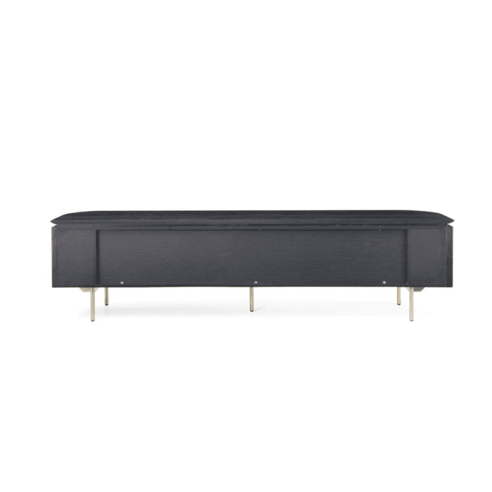 Lantine TV Media Unit Black Oak & Brass with Brass Handles & Legs by Tommy Franks