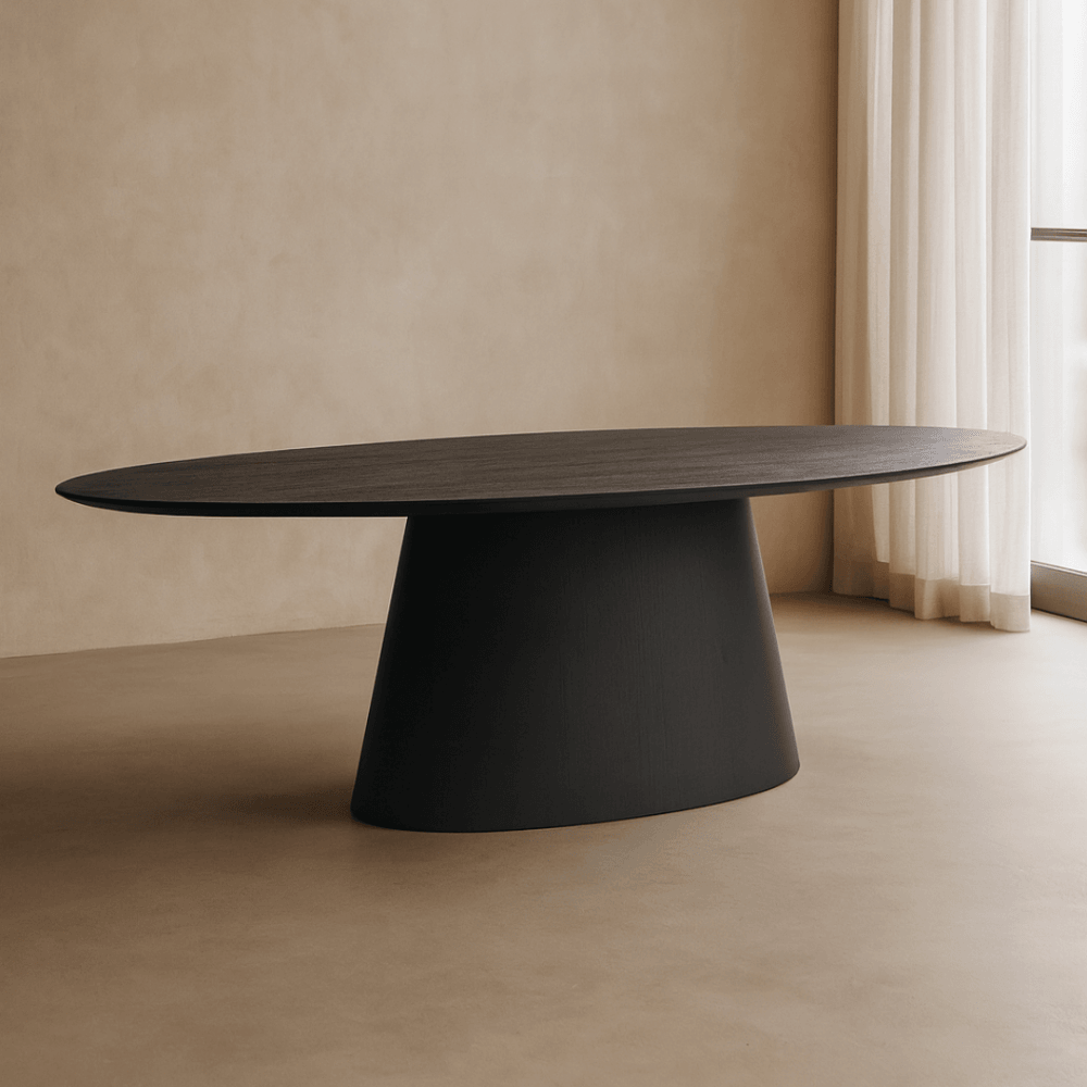 Tavamo Oval Black Oak Dining Table by Tommy Franks