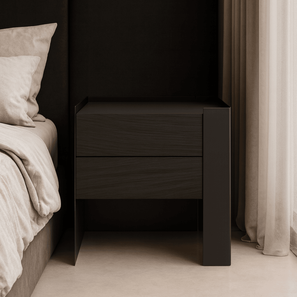 Tunica Pair Of Black Oak Bedside Tables by Tommy Franks