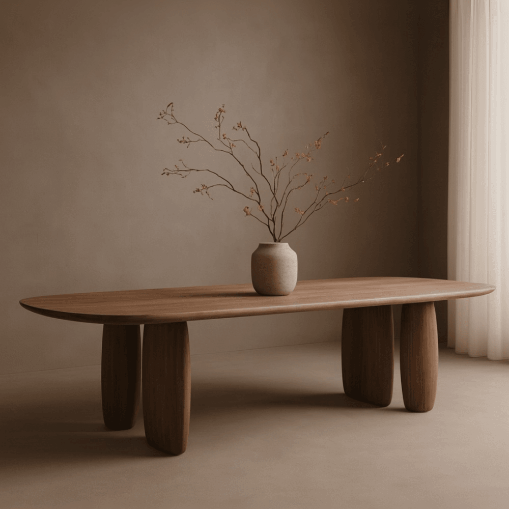 Underline Dining Table Light Walnut Wood Legs & Table Top 280cm by Tommy Franks