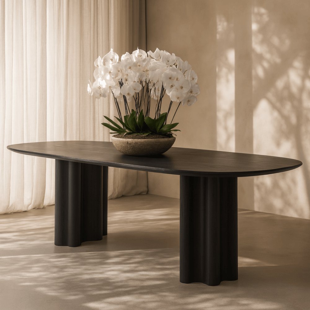 Moon Dining Table Black Oak Wood by Tommy Franks