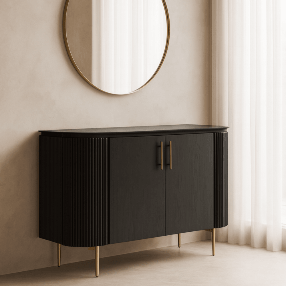 Lantine Black Oak & Brass 2 Door Cabinet by Tommy Franks
