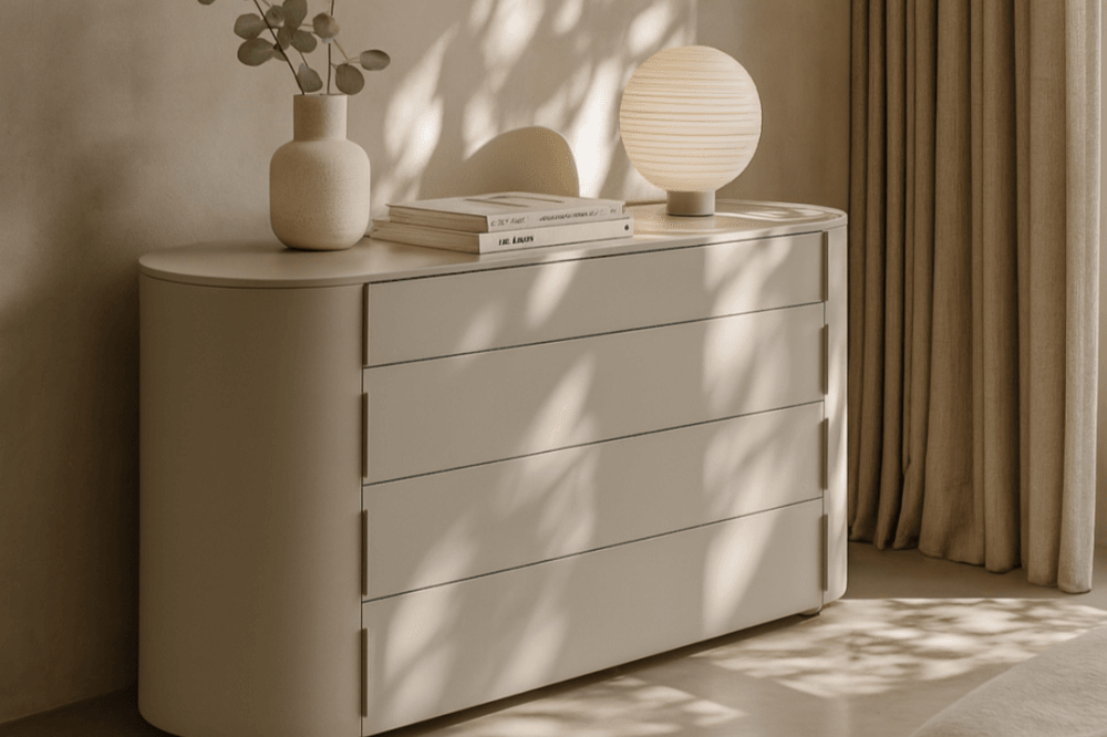 Sims Matte Beige Chest of Drawers by Tommy Franks